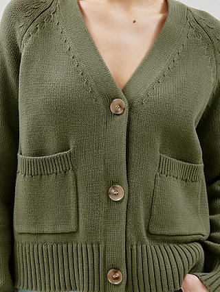 Albaray Relaxed Cotton Cardigan, Olive