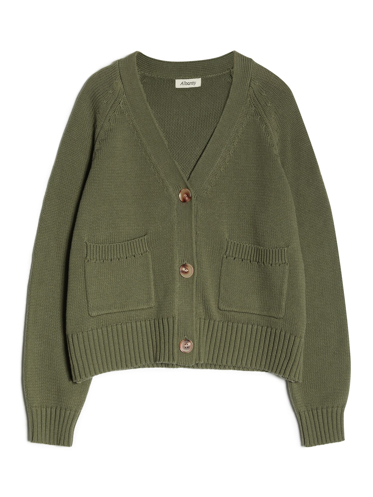 Buy Albaray Relaxed Cotton Cardigan, Olive Online at johnlewis.com