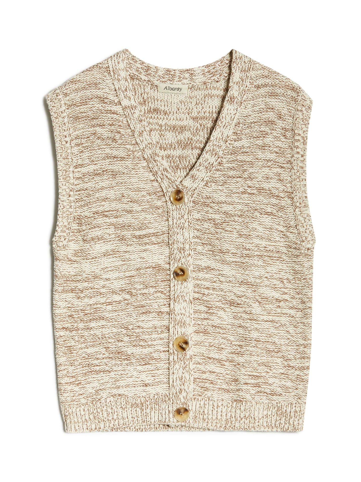 Buy Albaray Tweed Knitted Waistcoat, Brown Online at johnlewis.com