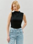 Albaray Ruched Turtle Neck Top, Black