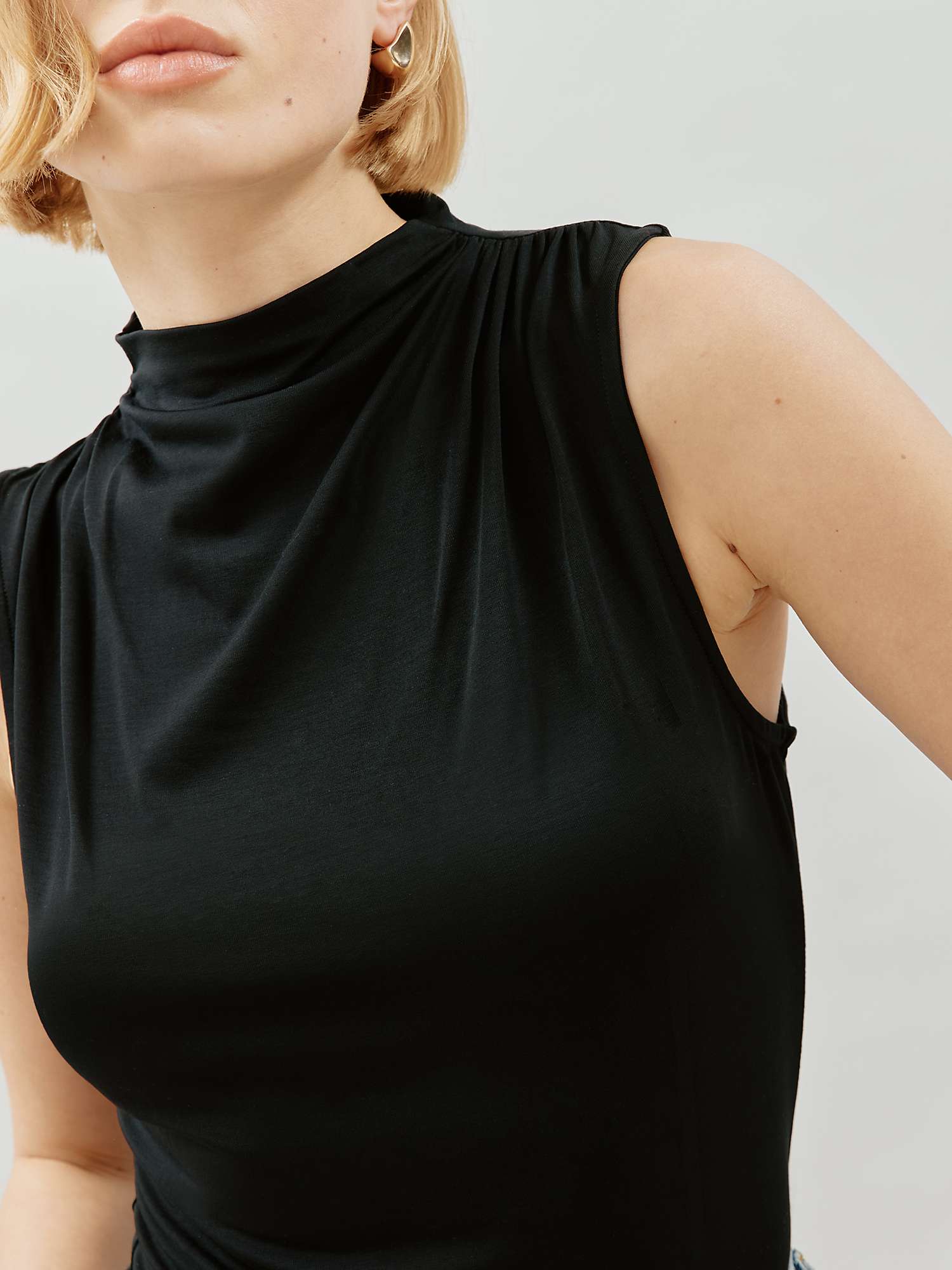 Buy Albaray Ruched Turtle Neck Top, Black Online at johnlewis.com