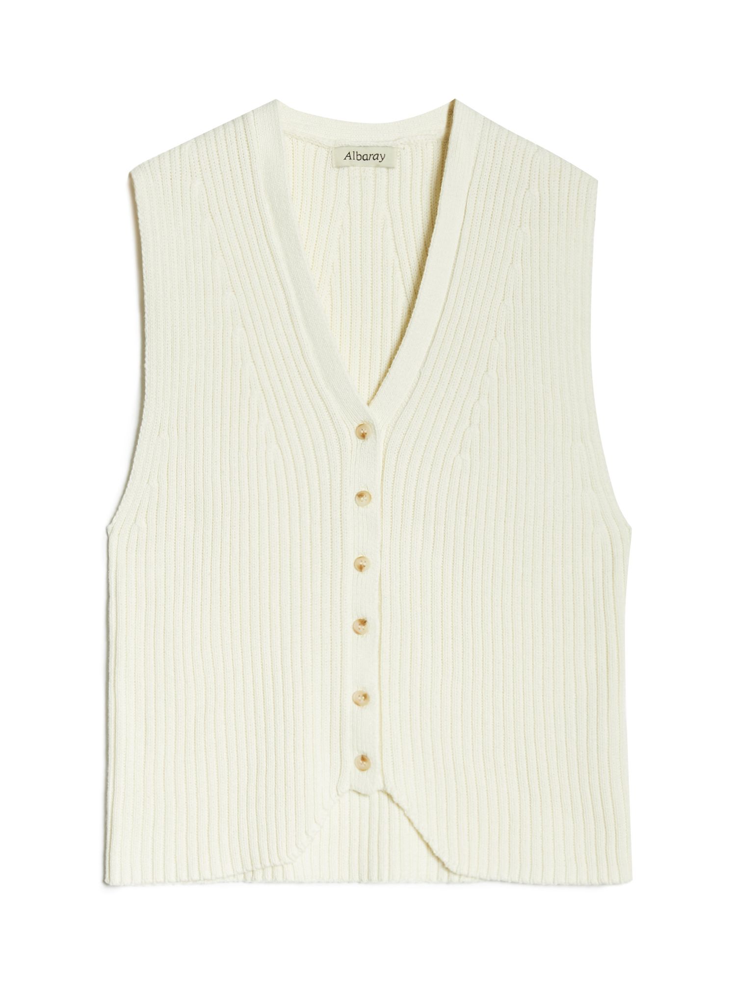 Buy Albaray Knitted Rib Waistcoat, Cream Online at johnlewis.com