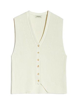 Albaray Knitted Rib Waistcoat, Cream
