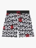 HUGO Kids' All-Over Logo Swim Shorts, Black/Multi