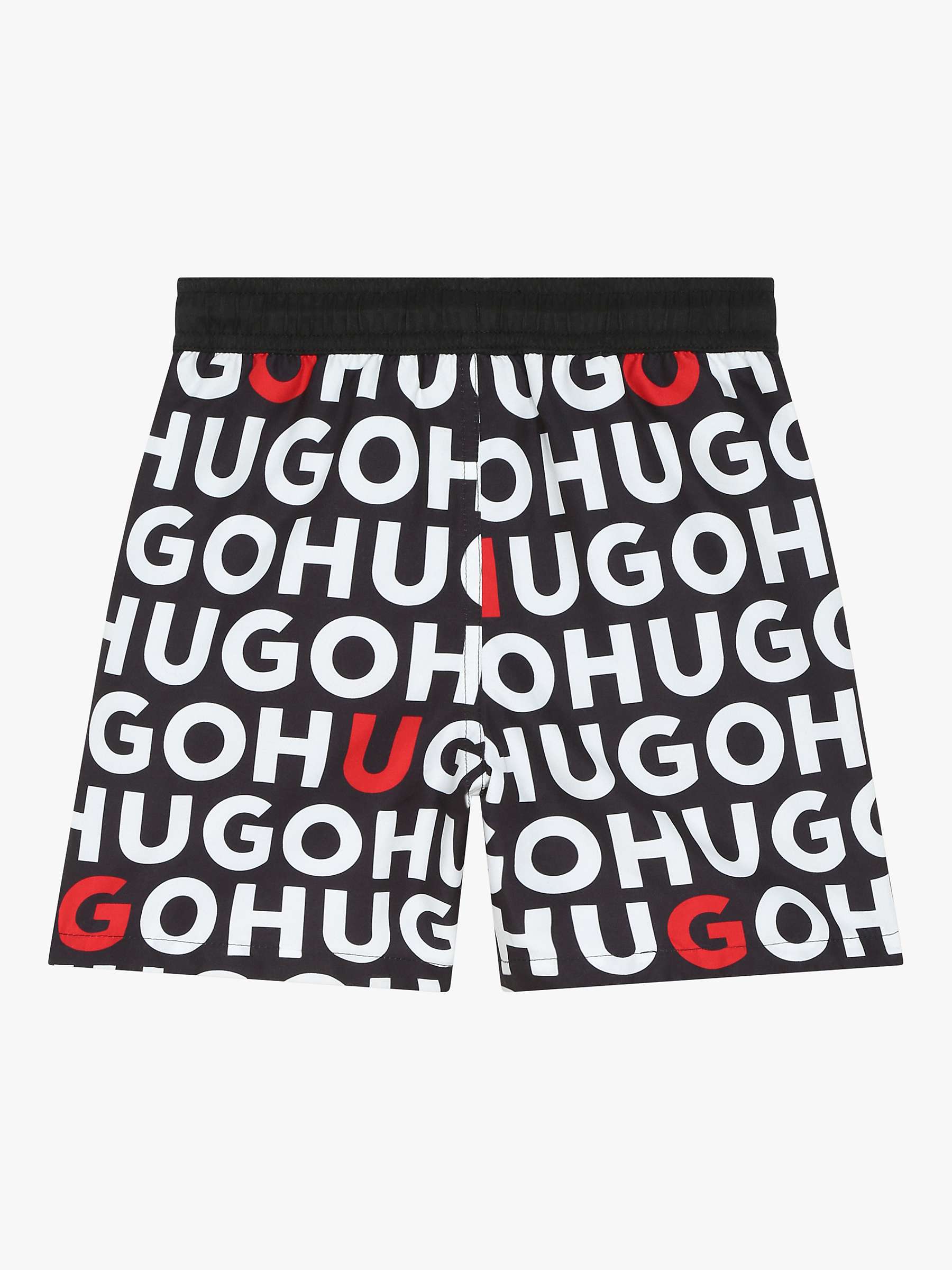 Buy HUGO Kids' All-Over Logo Swim Shorts, Black/Multi Online at johnlewis.com