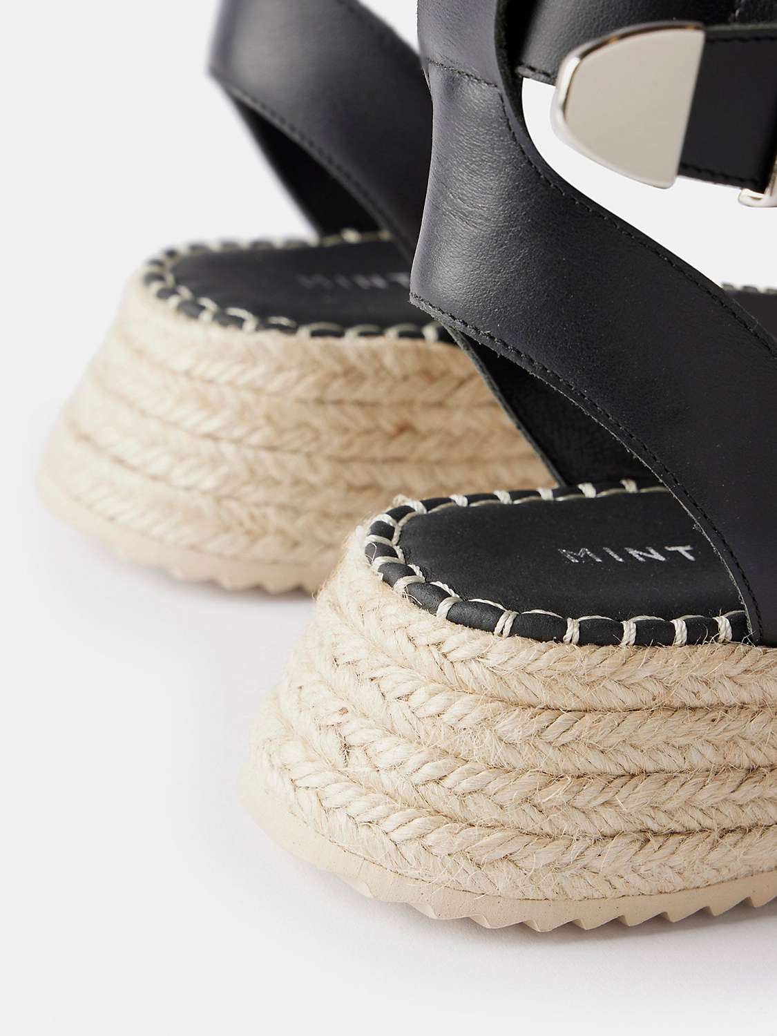 Buy Mint Velvet Flatform Leather Espadrille Sandals, Black Online at johnlewis.com