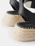 Mint Velvet Flatform Leather Espadrille Sandals, Black