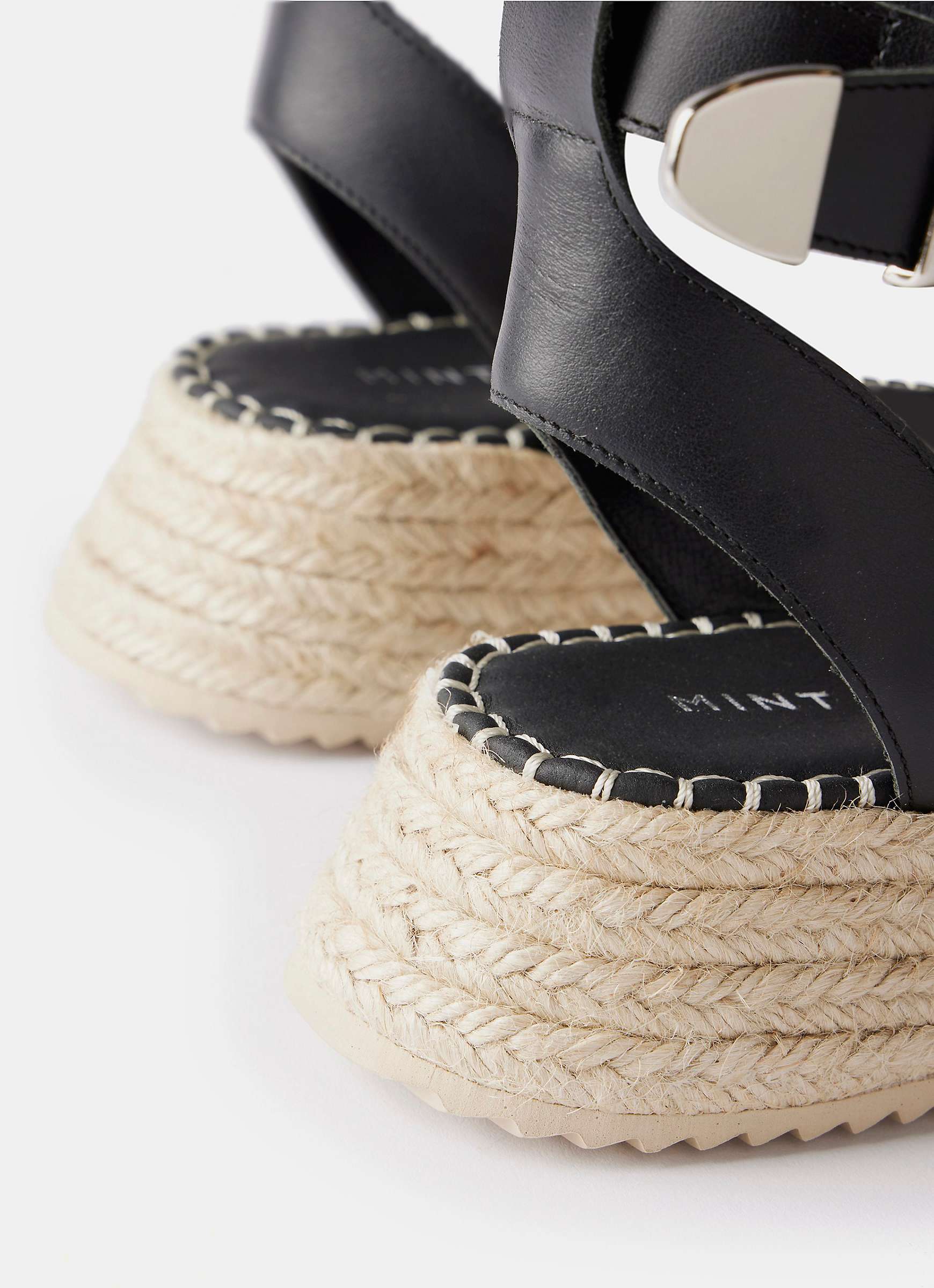 Buy Mint Velvet Flatform Leather Espadrille Sandals, Black Online at johnlewis.com