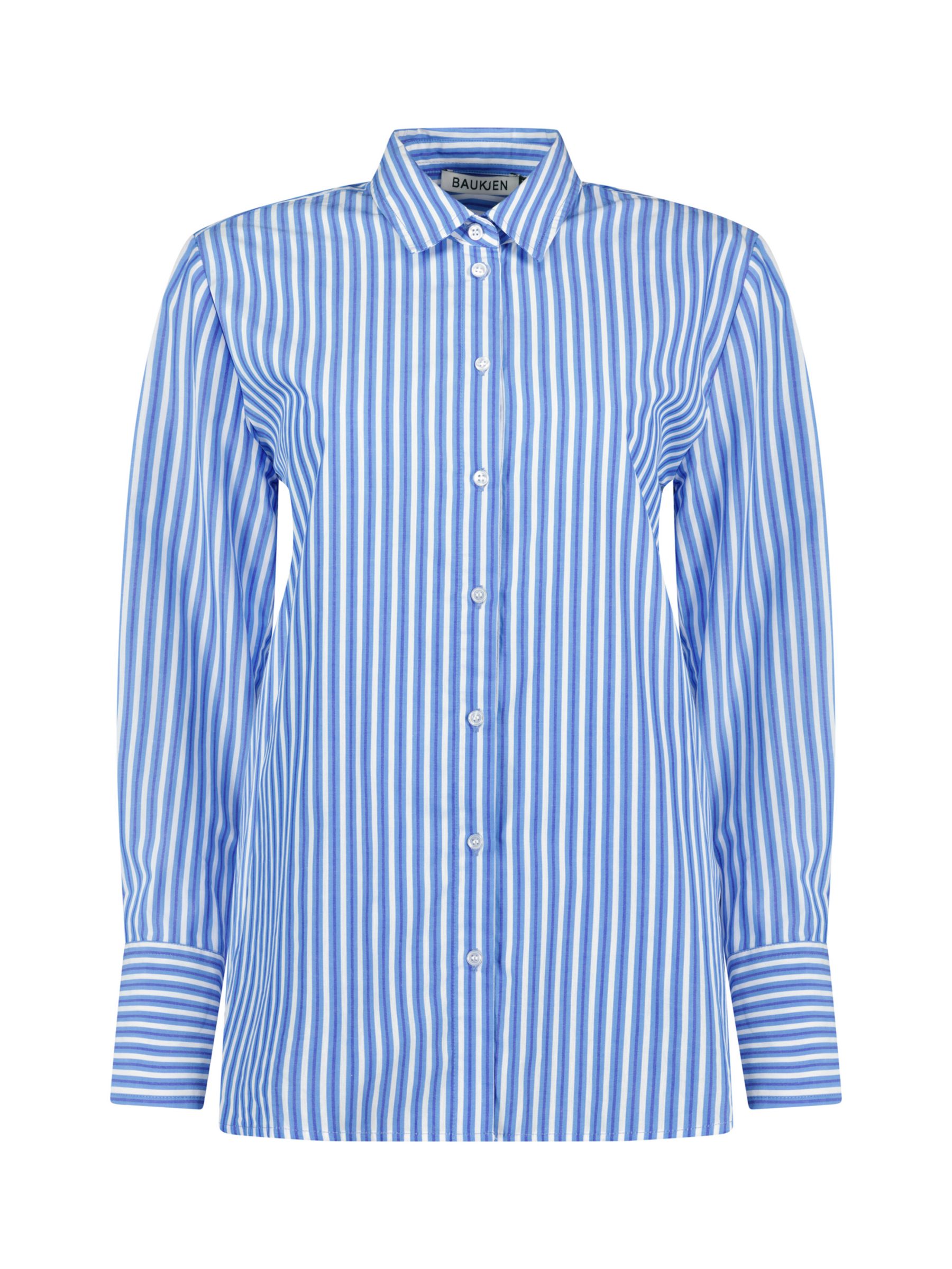 Baukjen Rishma Organic Cotton Stripe Shirt, Blue/Soft White at John ...