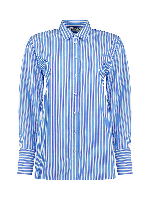 Baukjen Rishma Organic Cotton Stripe Shirt, Blue/Soft White