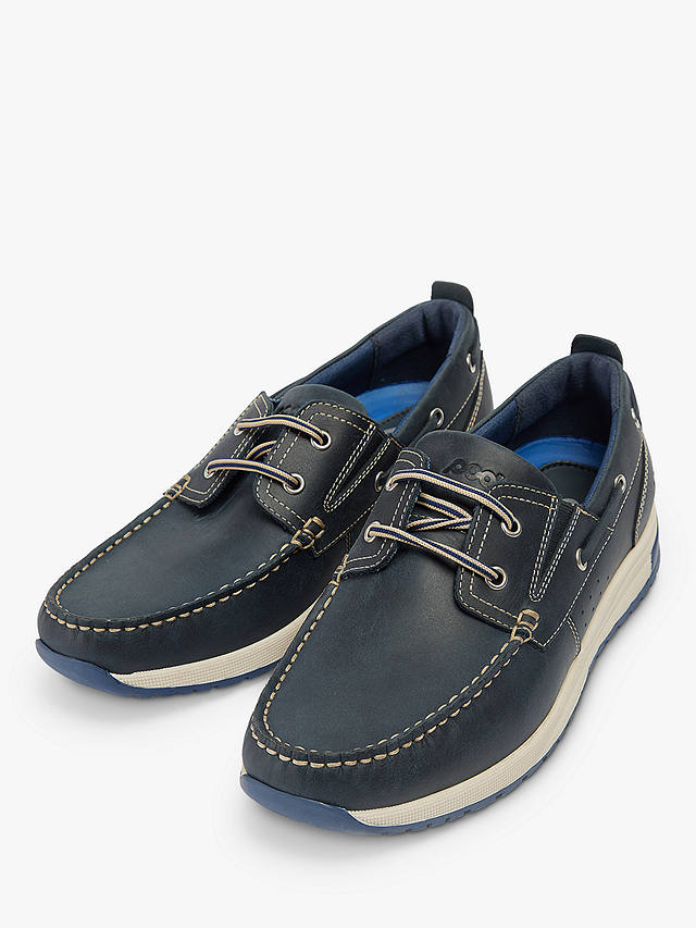Pod Riley Leather Boat Shoes, Navy 
