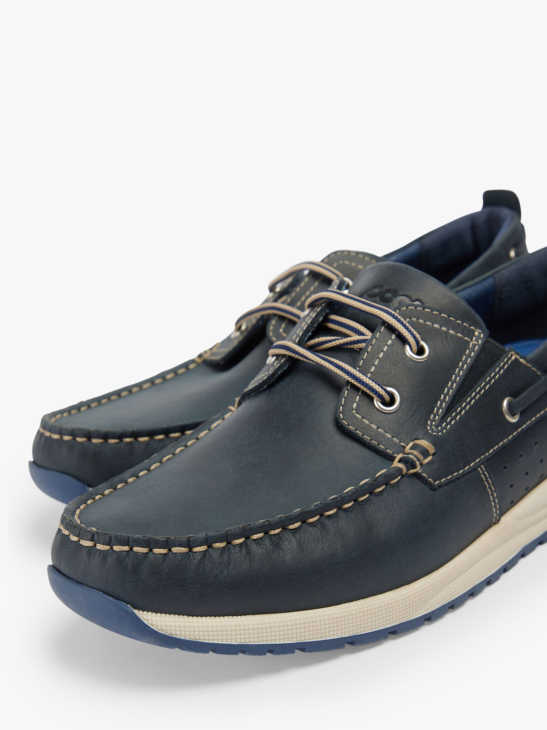 Pod Riley Leather Boat Shoes, Navy, 6