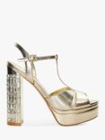 Dune Leather Crystal Detail High Heels, Gold