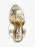 Dune Leather Crystal Detail High Heels, Gold, Gold