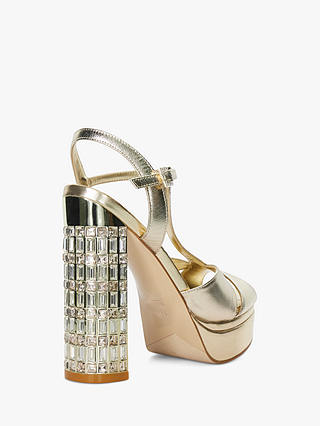 Dune Leather Crystal Detail High Heels, Gold