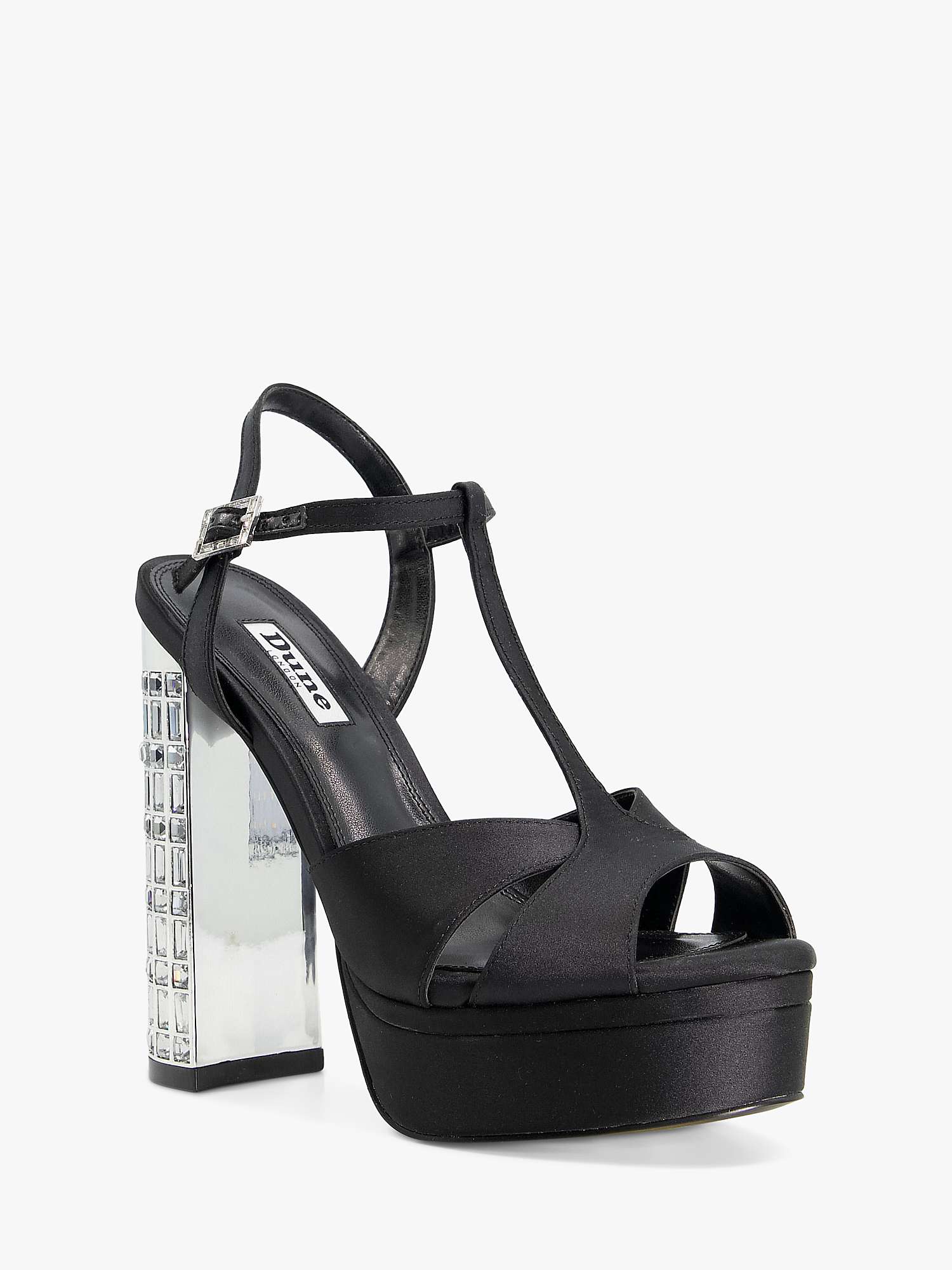 Buy Dune Multiply Satin High Heeled Sandals, Black Online at johnlewis.com