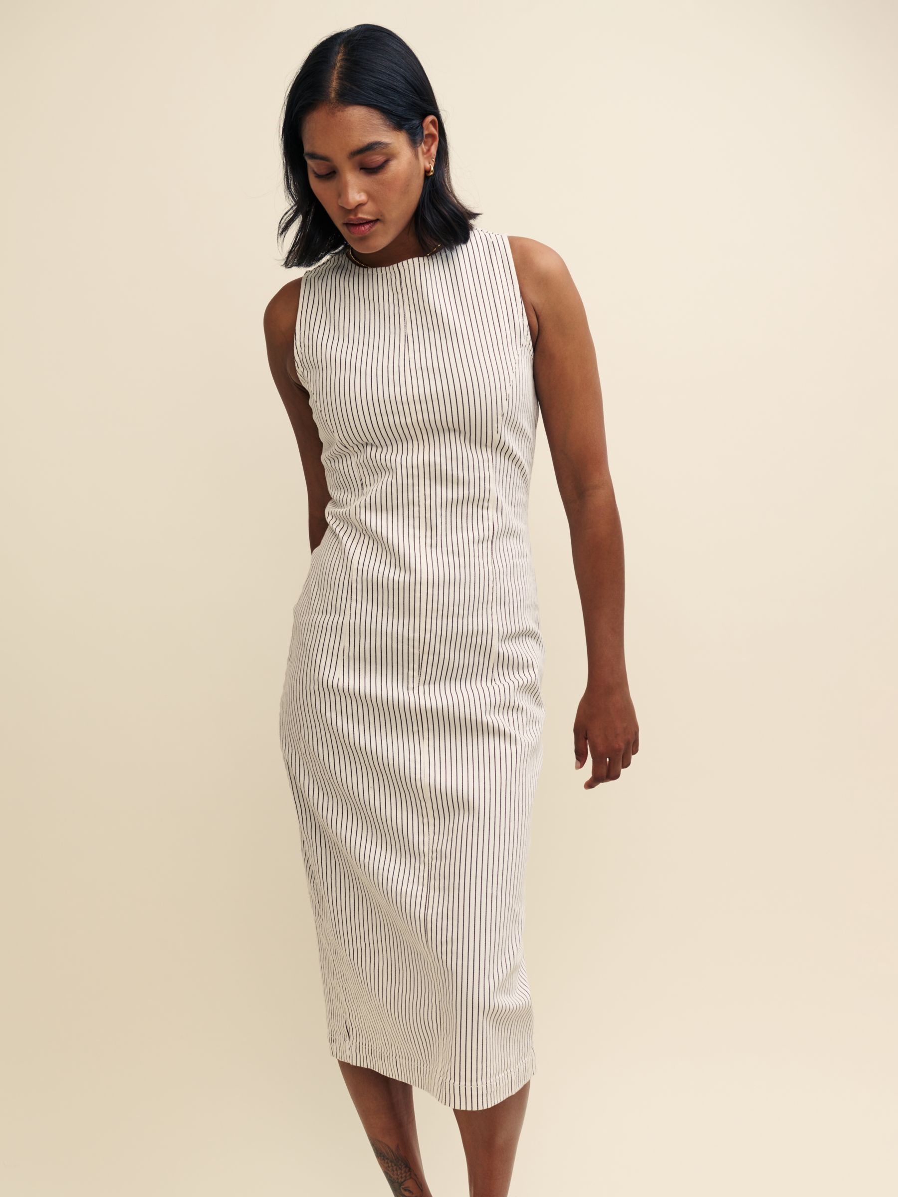 Nobody s Child Farringdon Stripe Midi Shift Dress Cream at John