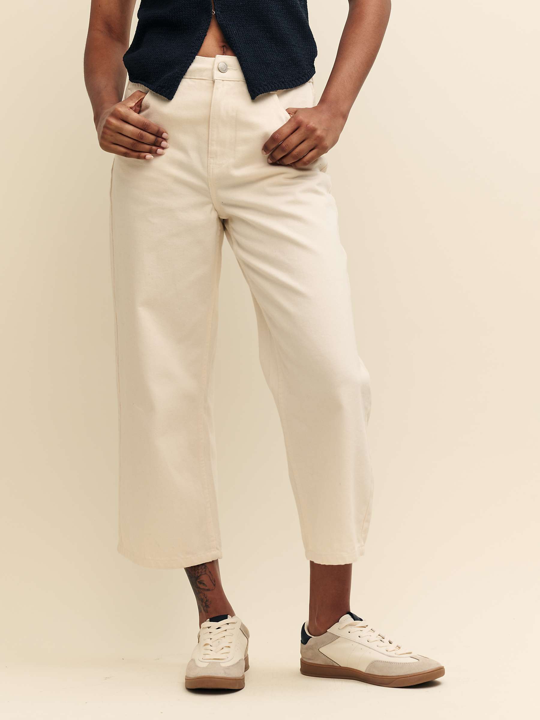 Buy Nobody's Child Cropped Wide Leg Jeans, White Online at johnlewis.com