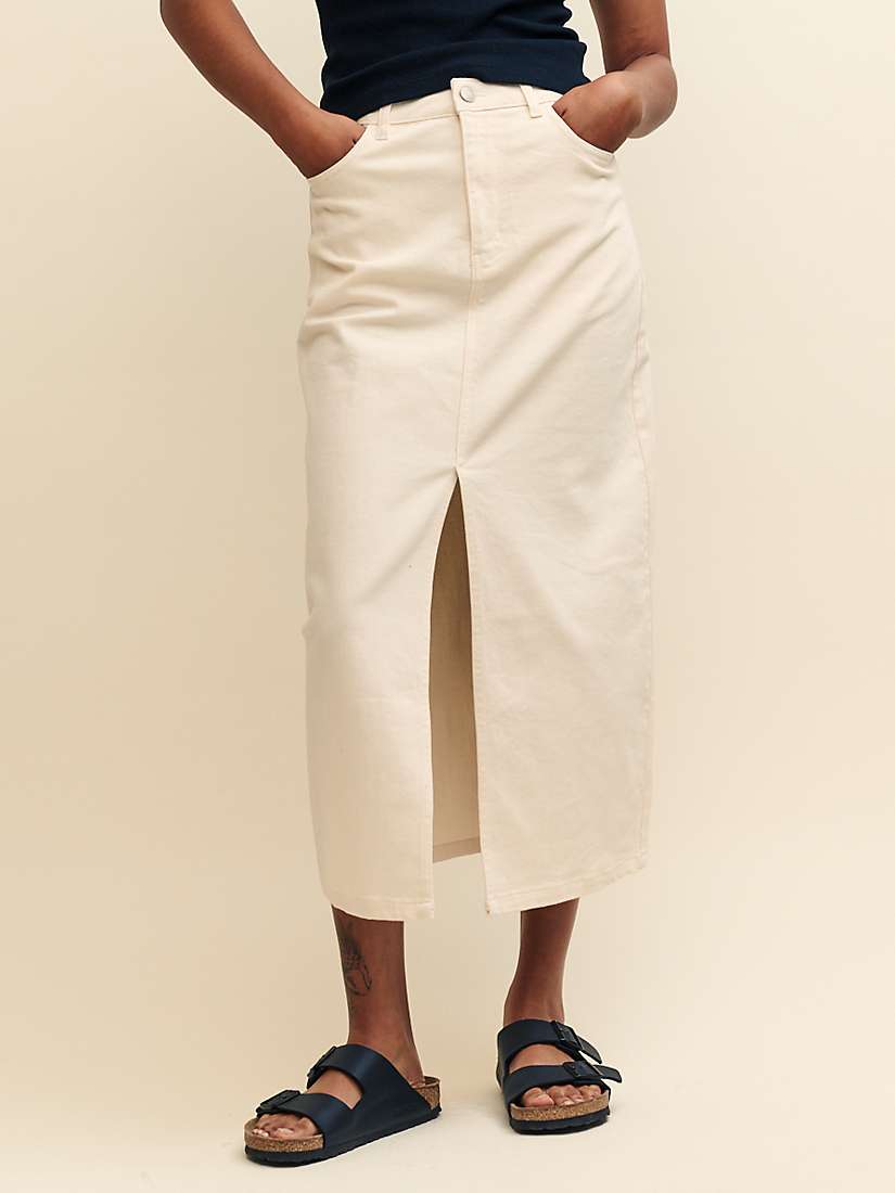 Buy Nobody's Child Column Denim Midi Skirt, White Online at johnlewis.com