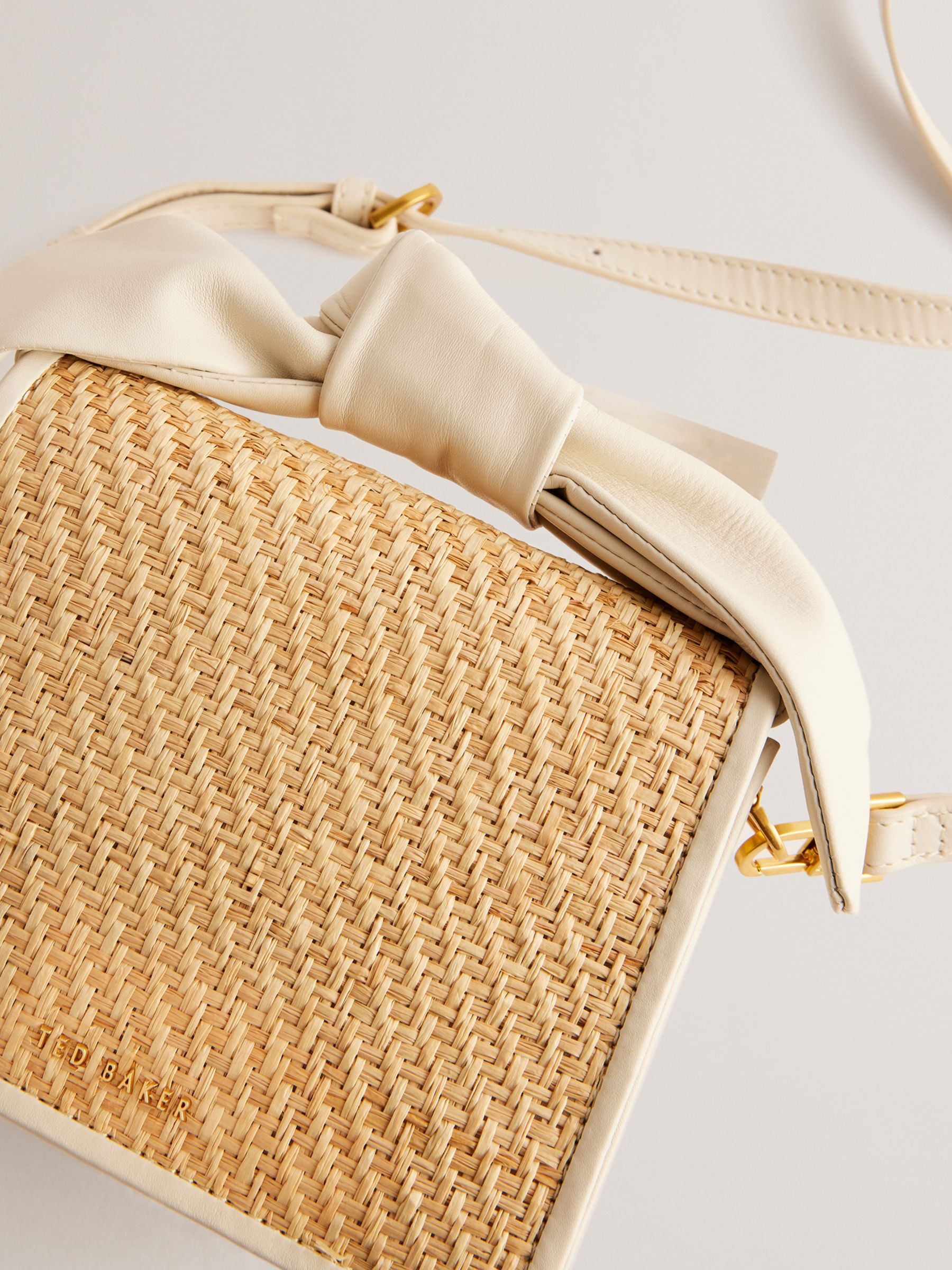 Buy Ted Baker Niyahna Leather Bow Crossbody Bag, Ivory Online at johnlewis.com