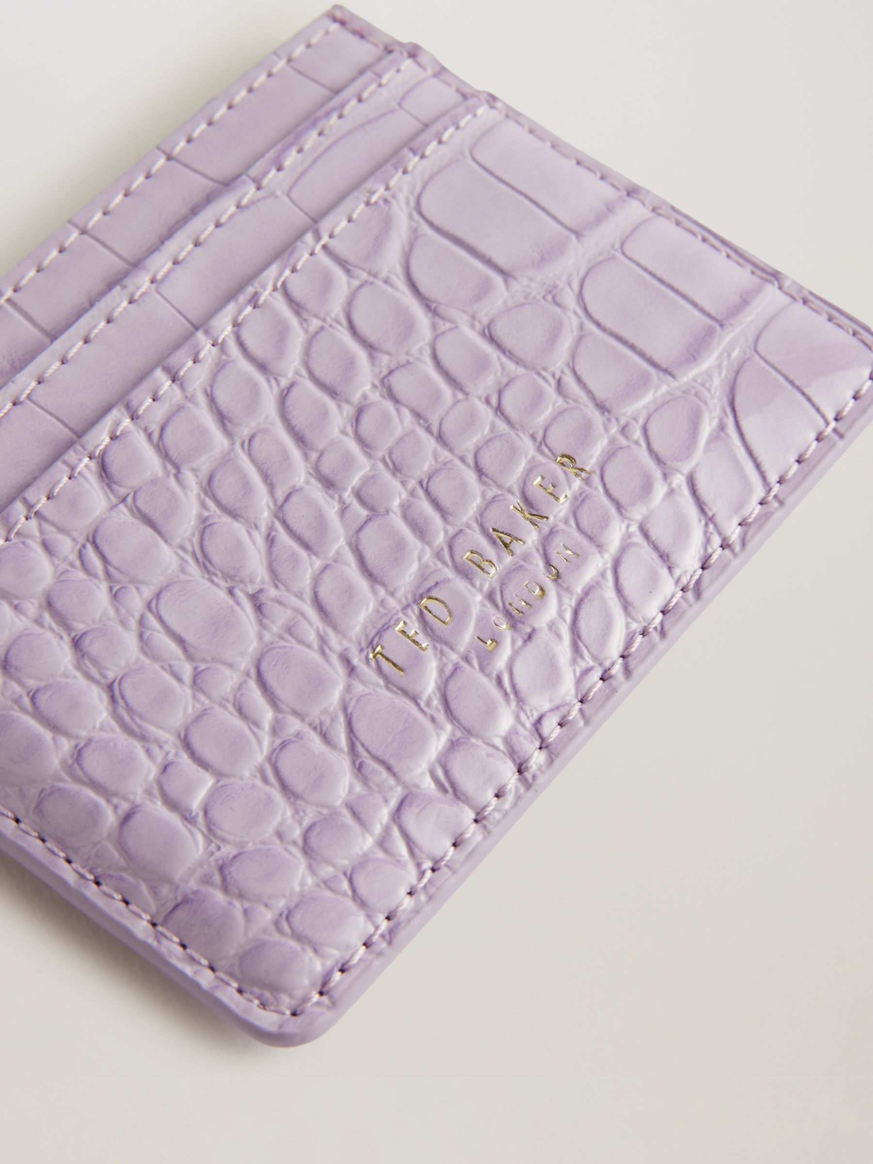 Ted Baker Coly Croc Effect Card Holder, Lilac, One Size
