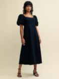 Nobody's Child Henri Organic Cotton Linen Blend Midi Dress, Black