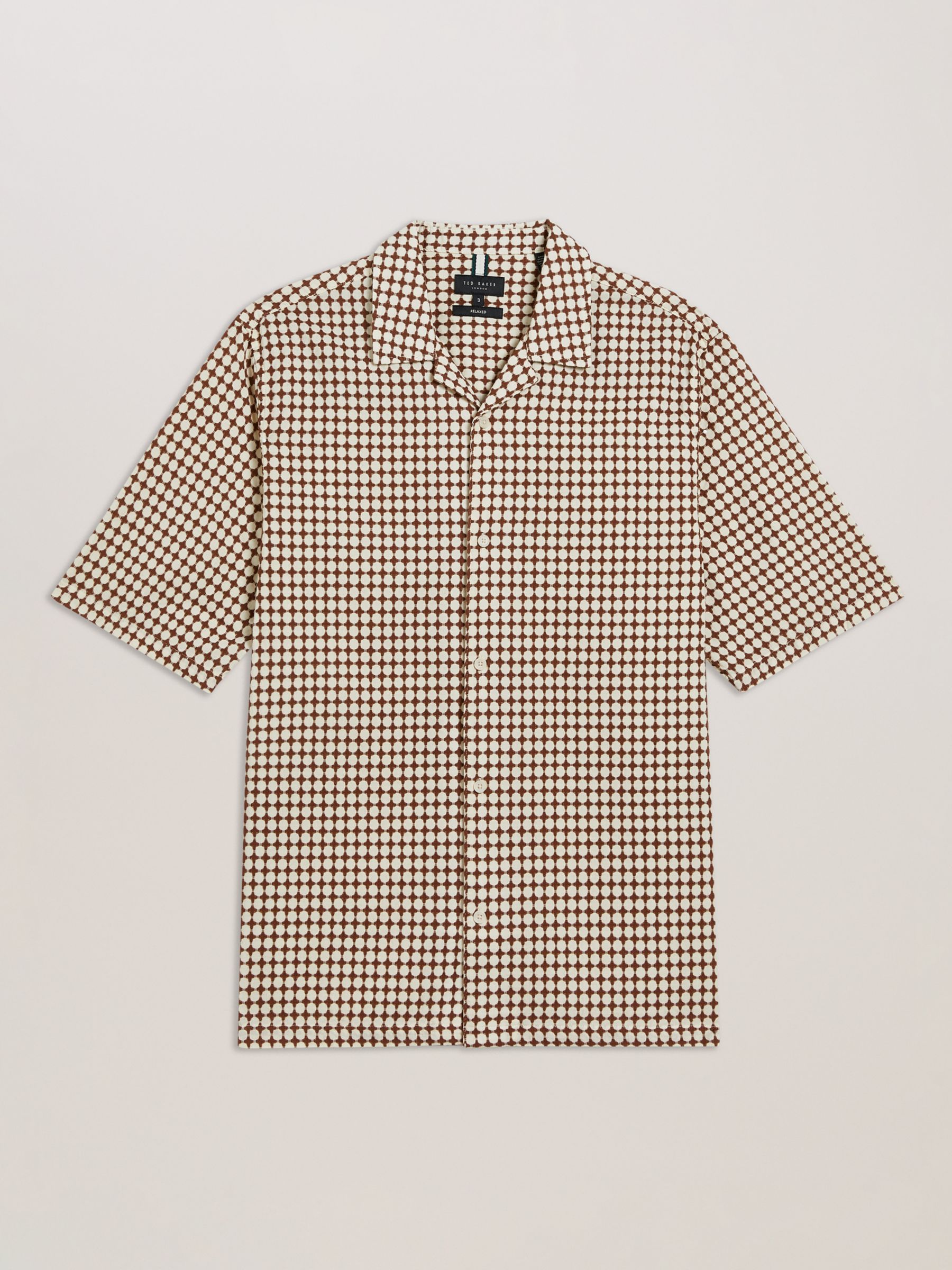 Ted Baker Oise Textured Geometric Print Shirt, Brown/Multi, XL