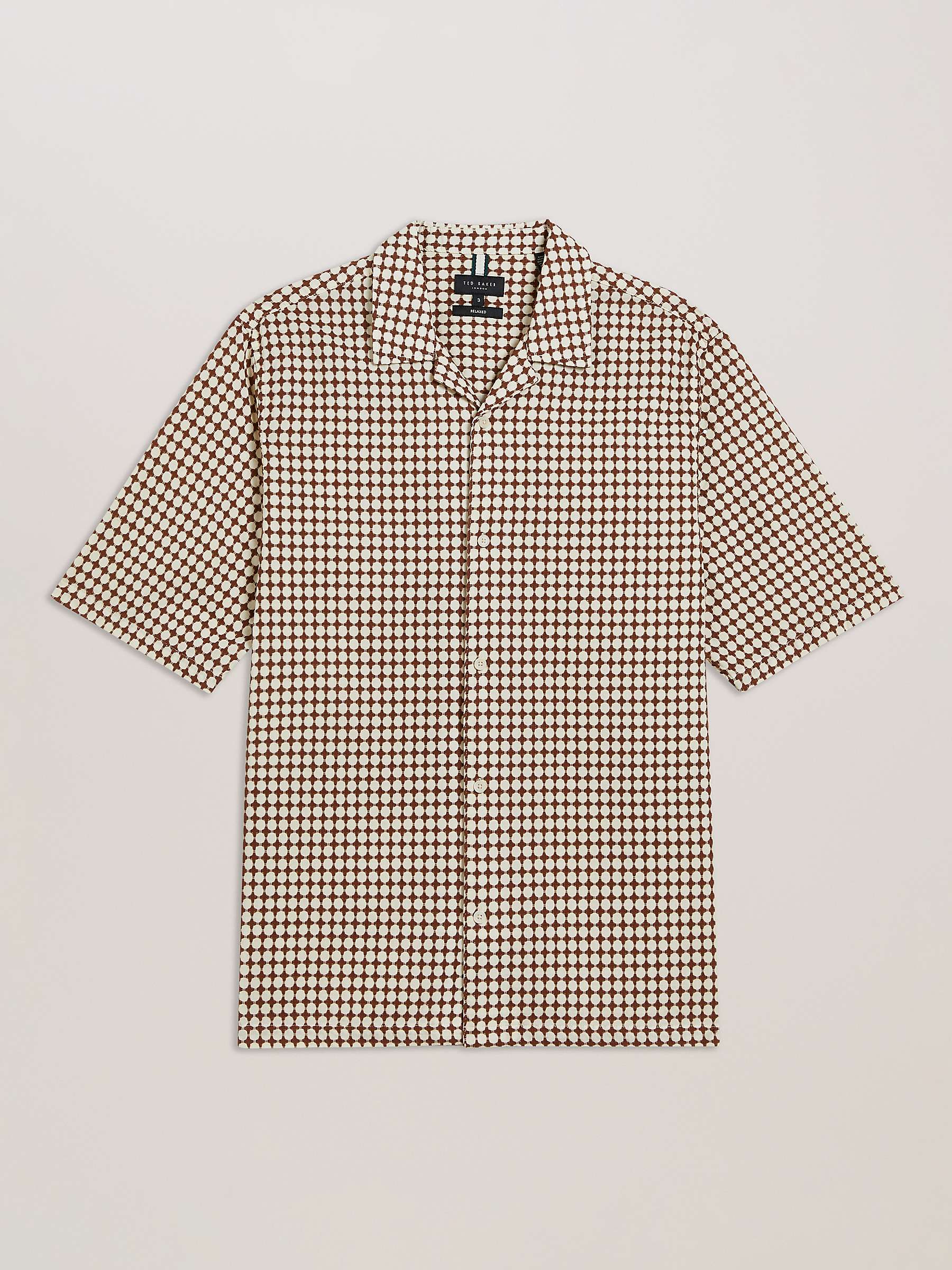 Buy Ted Baker Oise Textured Geometric Print Shirt, Brown/Multi Online at johnlewis.com