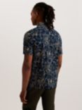 Ted Baker Cavu Floral Outline Short Sleeve Cotton Shirt