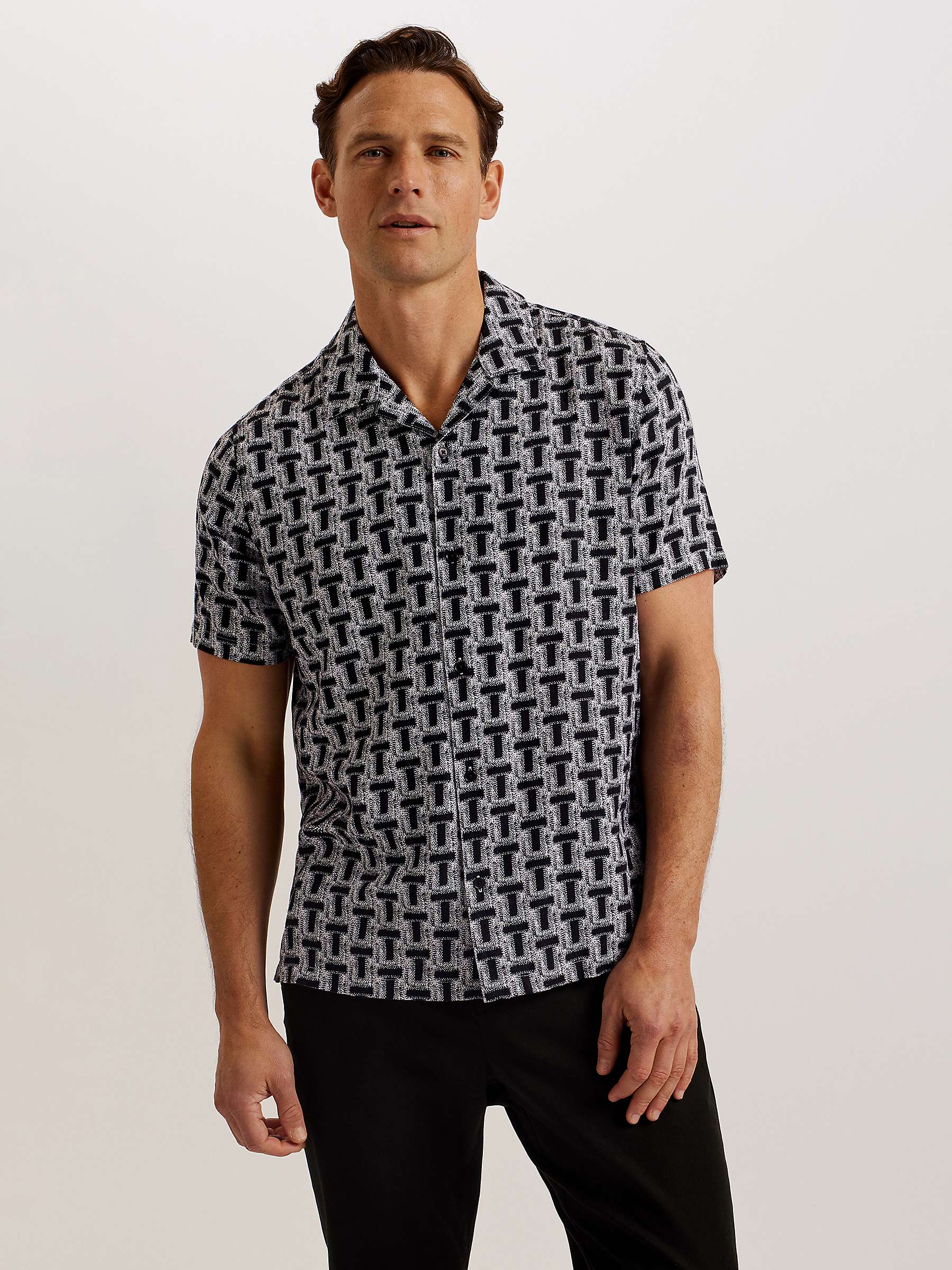 Buy Ted Baker Rhin Geometric Print Short Sleeve Shirt, Black Online at johnlewis.com