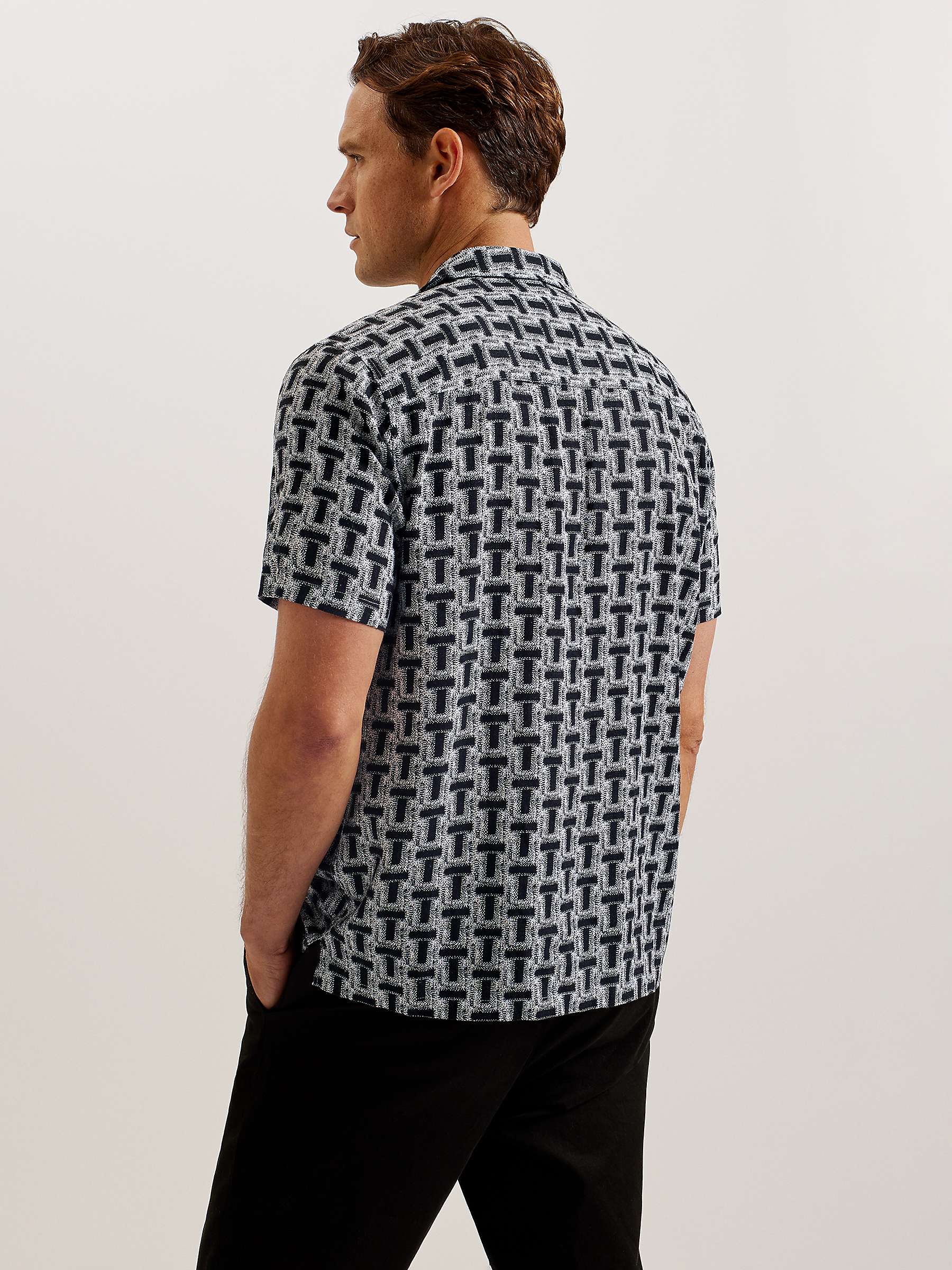 Buy Ted Baker Rhin Geometric Print Short Sleeve Shirt, Black Online at johnlewis.com