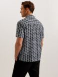Ted Baker Rhin Geometric Print Short Sleeve Shirt, Black, Black