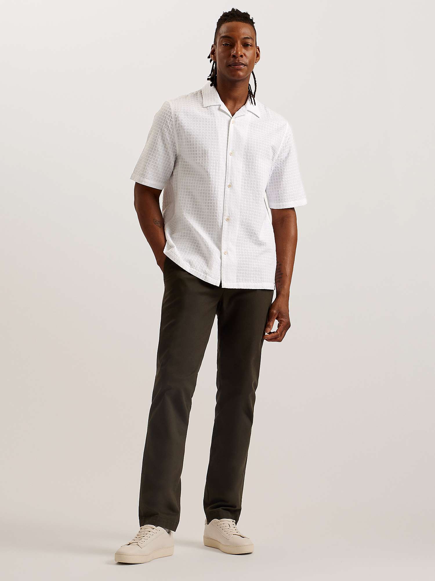 Buy Ted Baker Oise Short Sleeve Textured Shirt, White Online at johnlewis.com