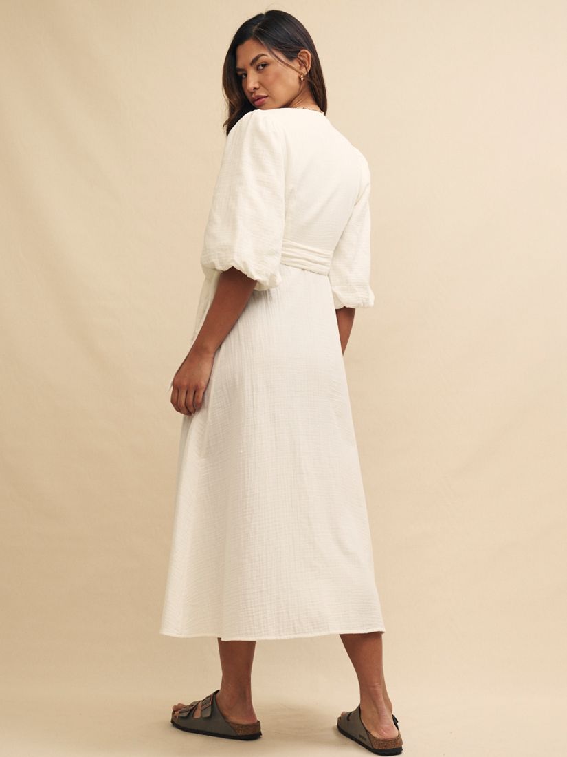 Buy Nobody's Child Regan Organic Cotton Wrap Dress, Cream Online at johnlewis.com
