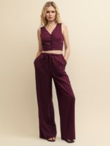 HUSH Melanie Satin Trousers, Purple at John Lewis & Partners