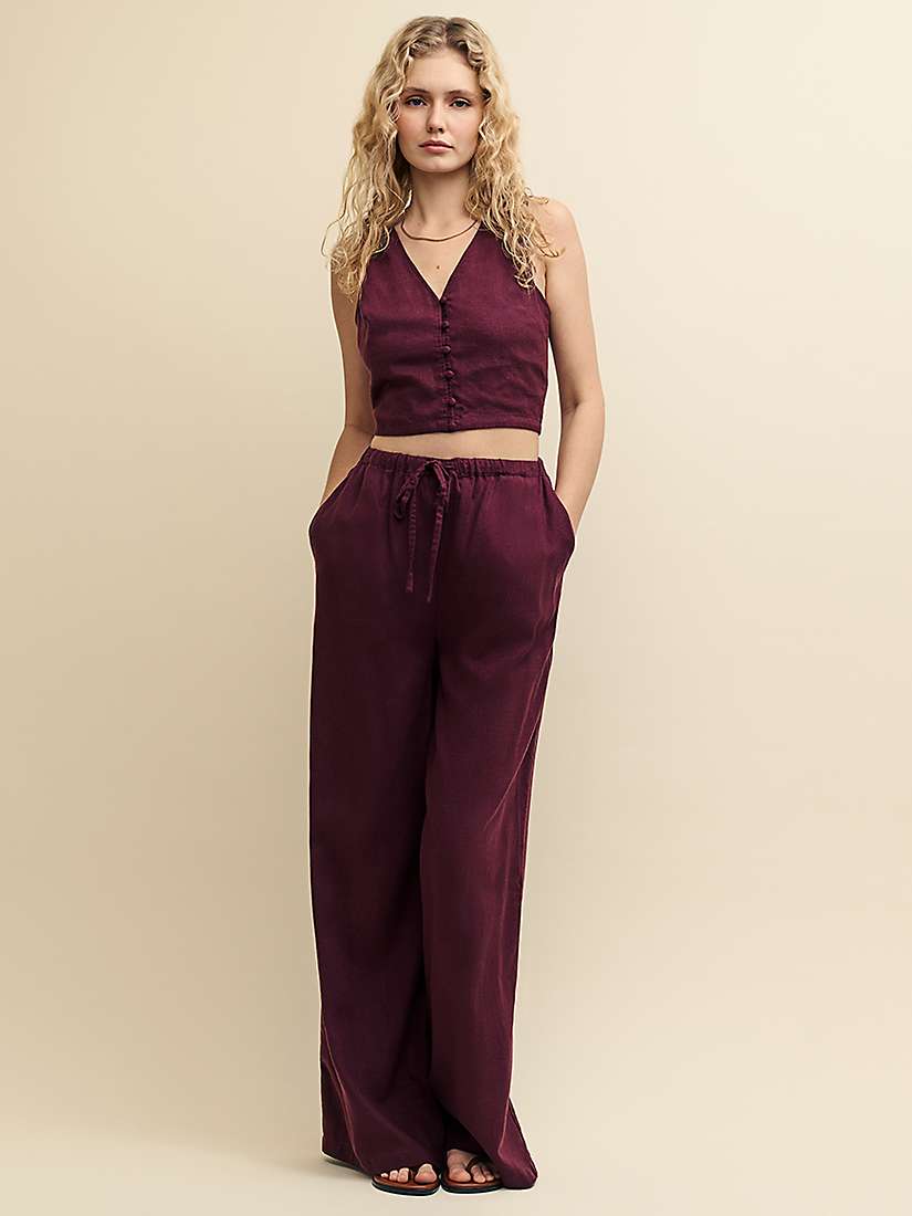 Buy Nobody's Child Harlow Linen Blend Cropped Top, Purple Online at johnlewis.com