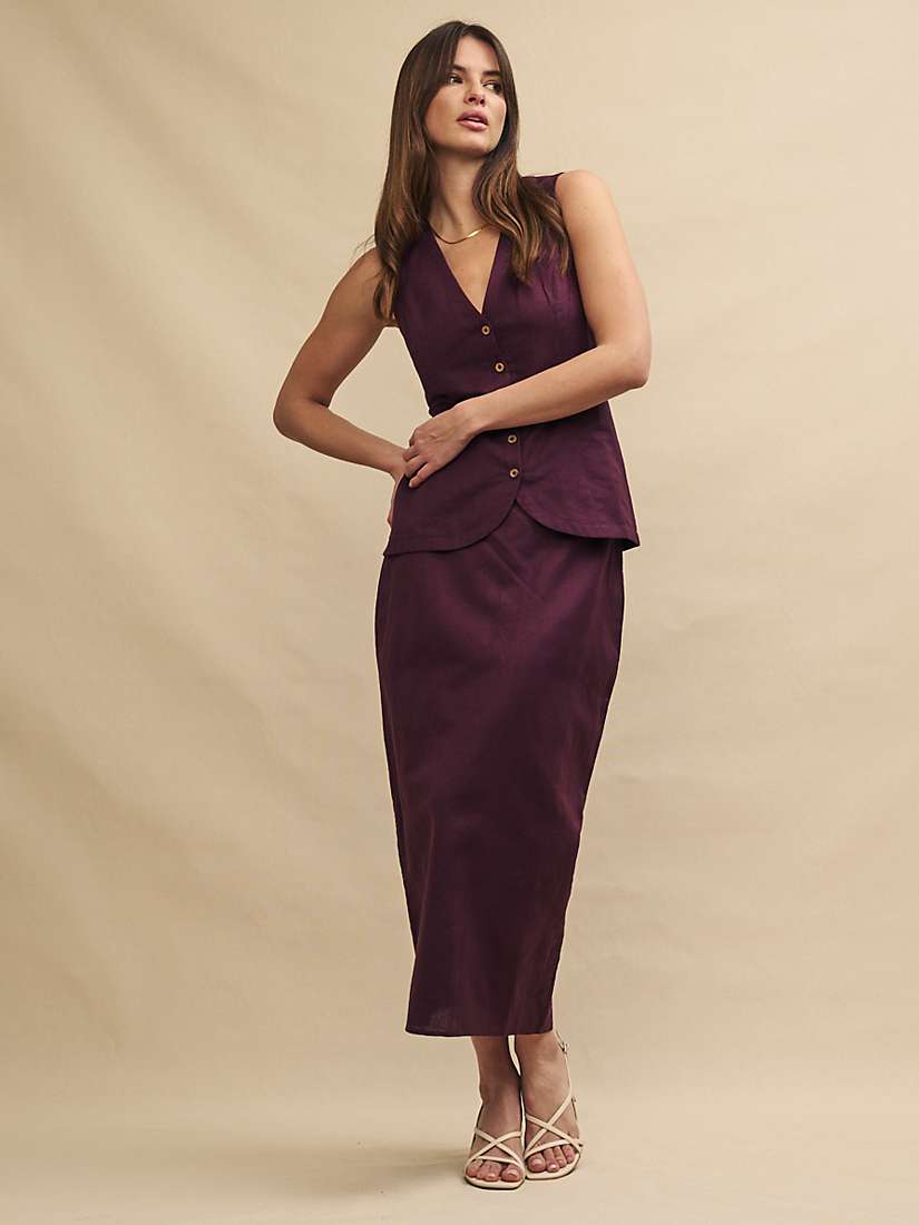 Buy Nobody's Child Bea Linen Cotton Blend Waistcoat, Purple Online at johnlewis.com
