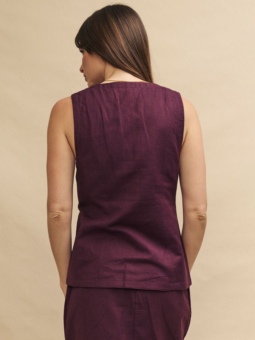 Buy Nobody's Child Bea Linen Cotton Blend Waistcoat, Purple Online at johnlewis.com