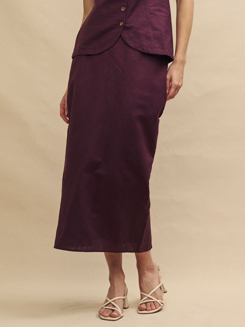 Buy Nobody's Child Mandy Linen Cotton Blend Midaxi Skirt, Purple Online at johnlewis.com