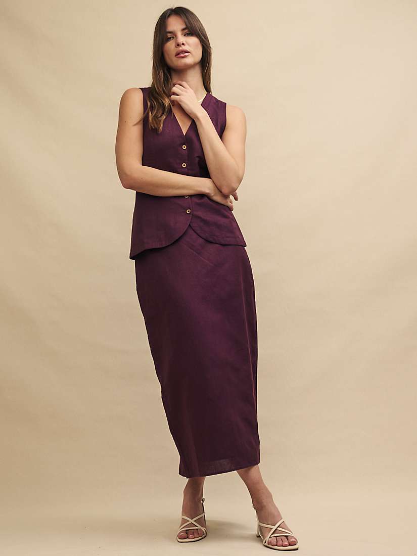 Buy Nobody's Child Mandy Linen Cotton Blend Midaxi Skirt, Purple Online at johnlewis.com