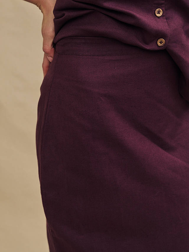 Nobody's Child Mandy Linen Cotton Blend Midaxi Skirt, Purple