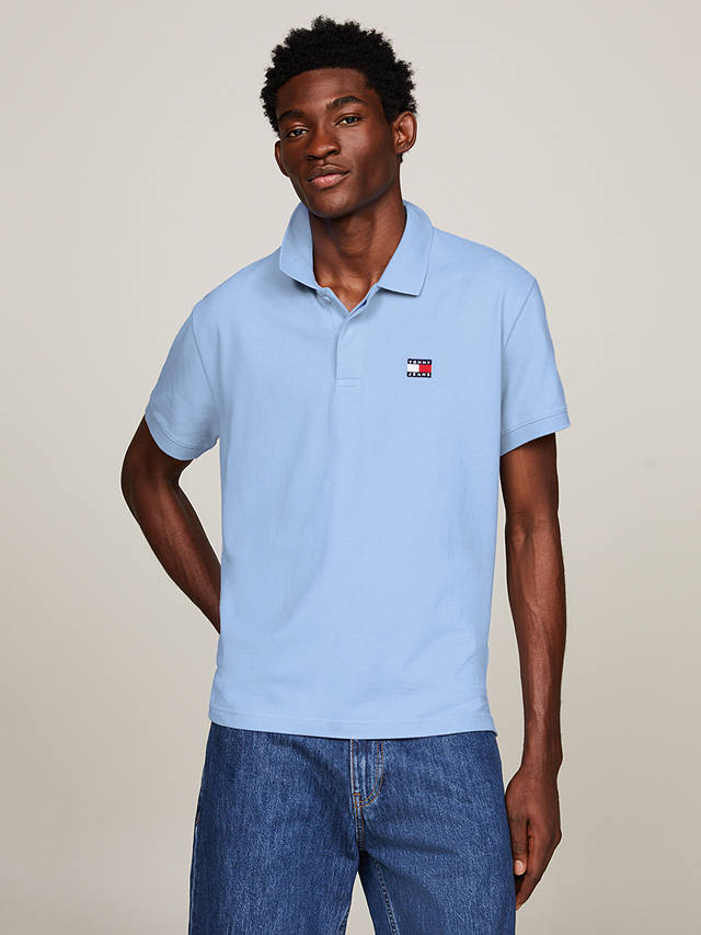 Tommy Jeans Logo Badge Regular Fit Polo Shirt, Moderate Blue