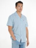Tommy Hilfiger Linen Short Sleeve Shirt, Peach Dusk at John Lewis