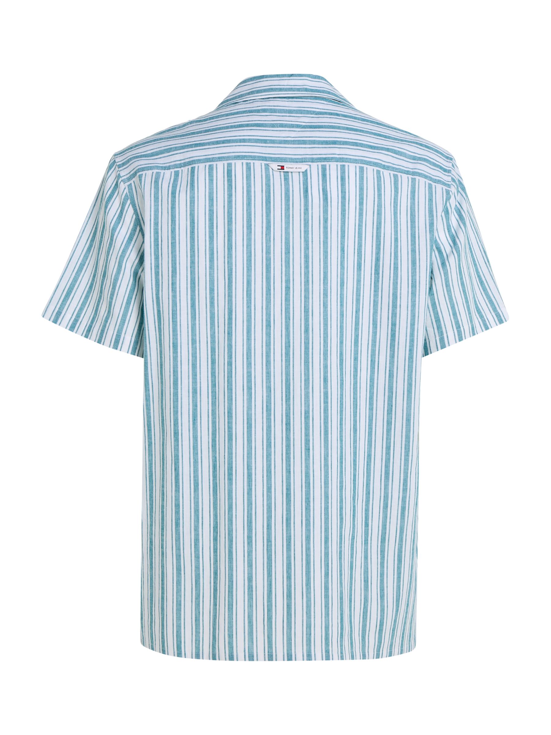 Tommy Jeans Stripe Linen Shirt, Timeless Teal, XL