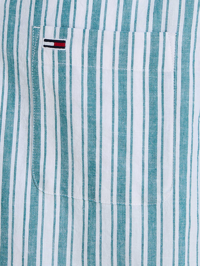 Tommy Jeans Stripe Linen Shirt, Timeless Teal