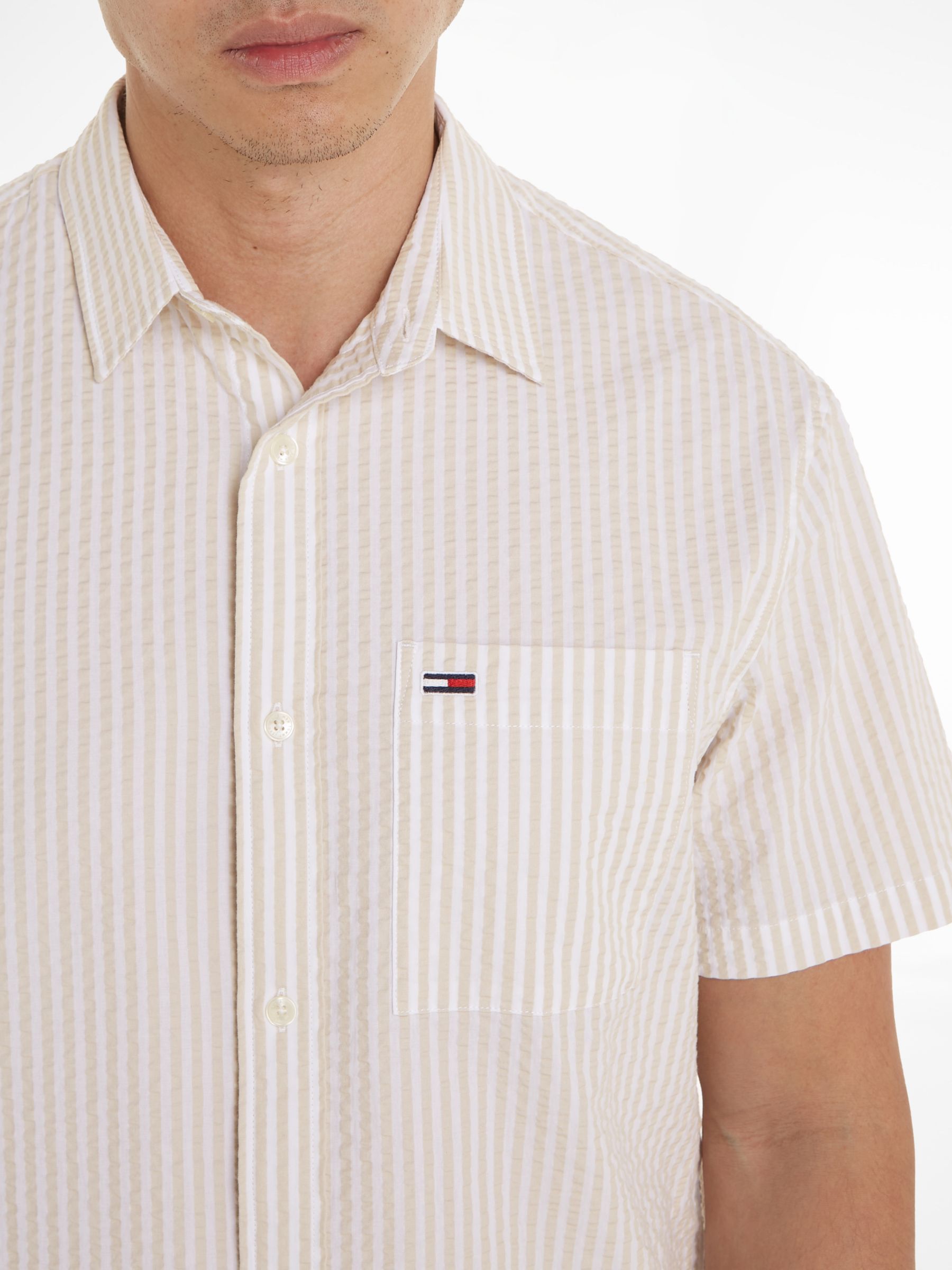 Buy Tommy Jeans Stripe Seersucker Shirt, White Online at johnlewis.com