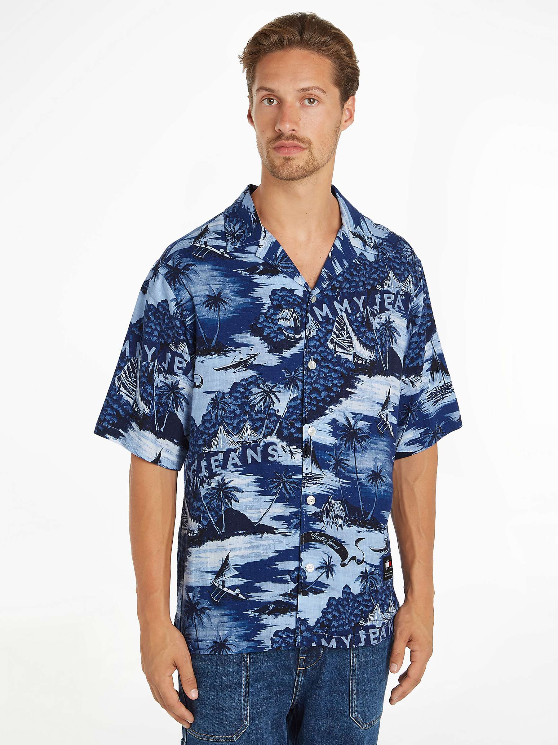 Buy Tommy Jeans Hawaiian Print Camp Shirt, Blue/Multi Online at johnlewis.com