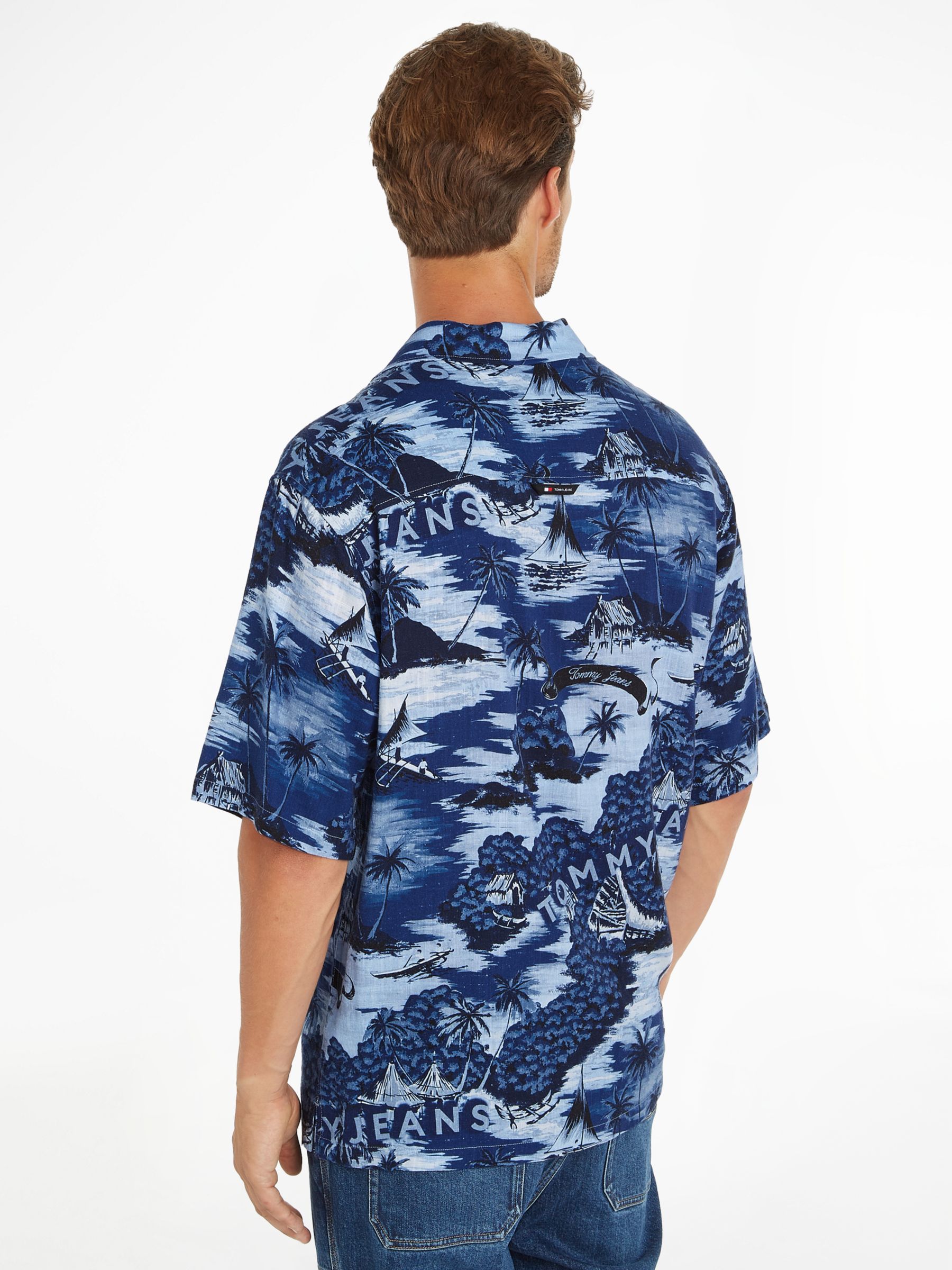 Tommy Jeans Hawaiian Print Camp Shirt, Blue/Multi, L