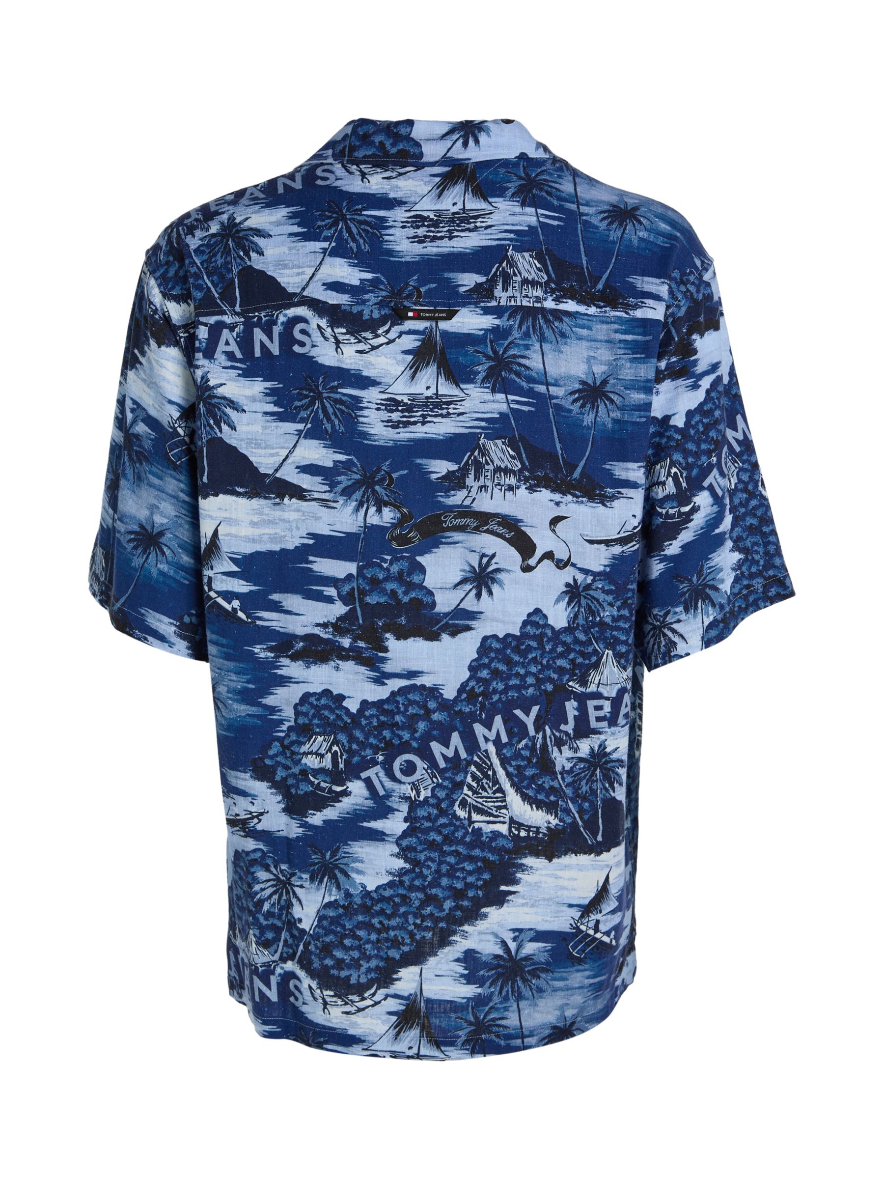 Tommy Jeans Hawaiian Print Camp Shirt, Blue/Multi, L