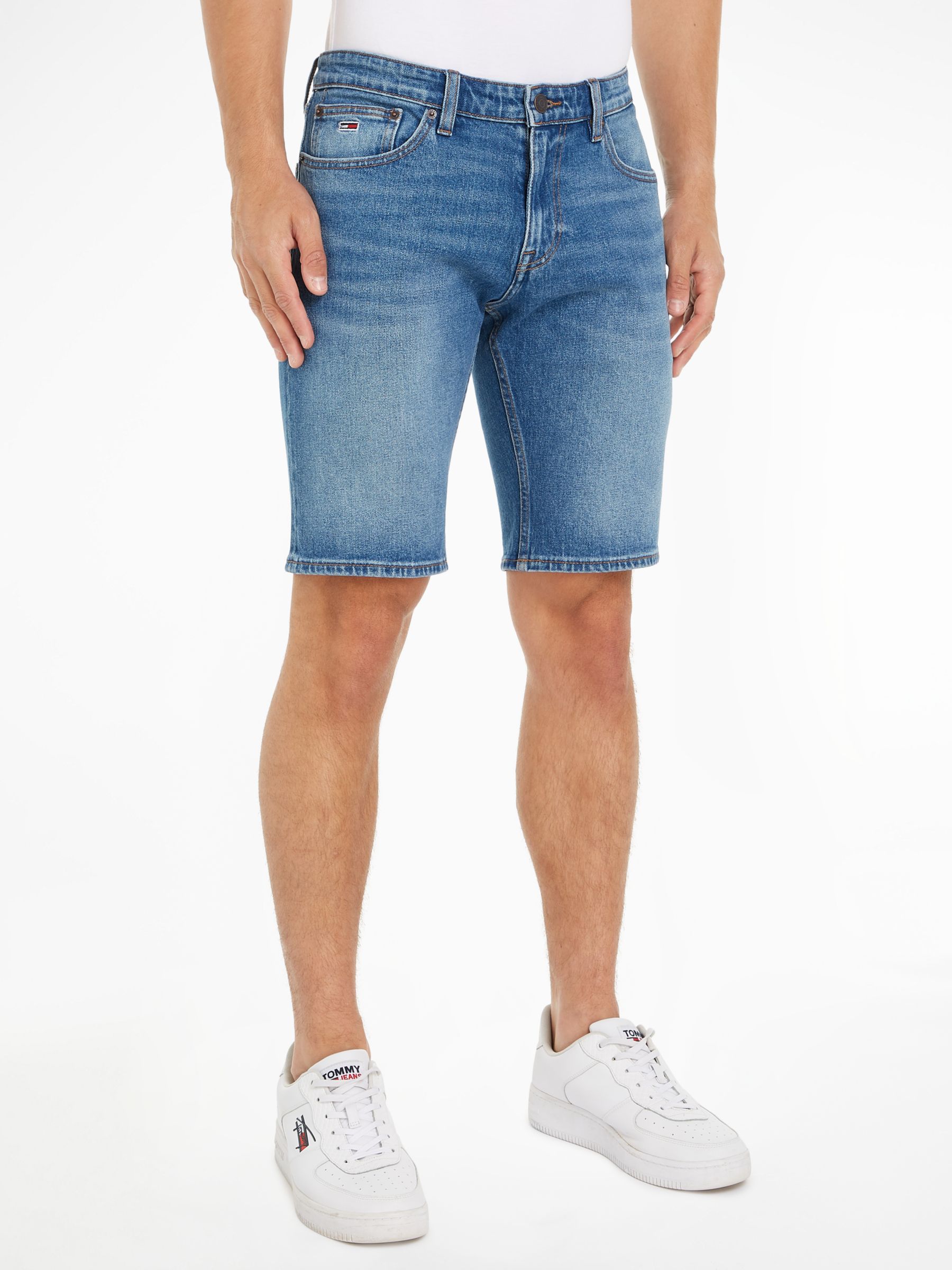 Tommy Jeans Scanton Denim Shorts, Medium Blue at John Lewis & Partners